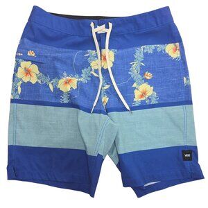 Vans Mens Blue Quick-Dry Swimwear Hibiscus Floral Board Shorts 30